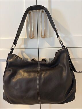 Tignanello Soft Leather Shoulder Bag Chocolate Brown